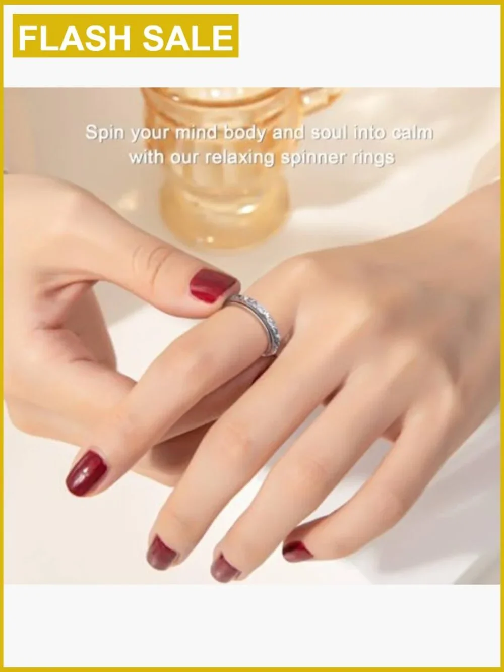 Sterling Silver Spinner Fidget Ring Women Stress Relief Anxiety Thumb Band Just
